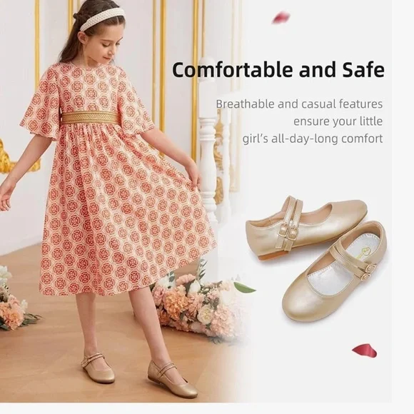 Girl gold dress shoes size 2 - Picture 9 of 10